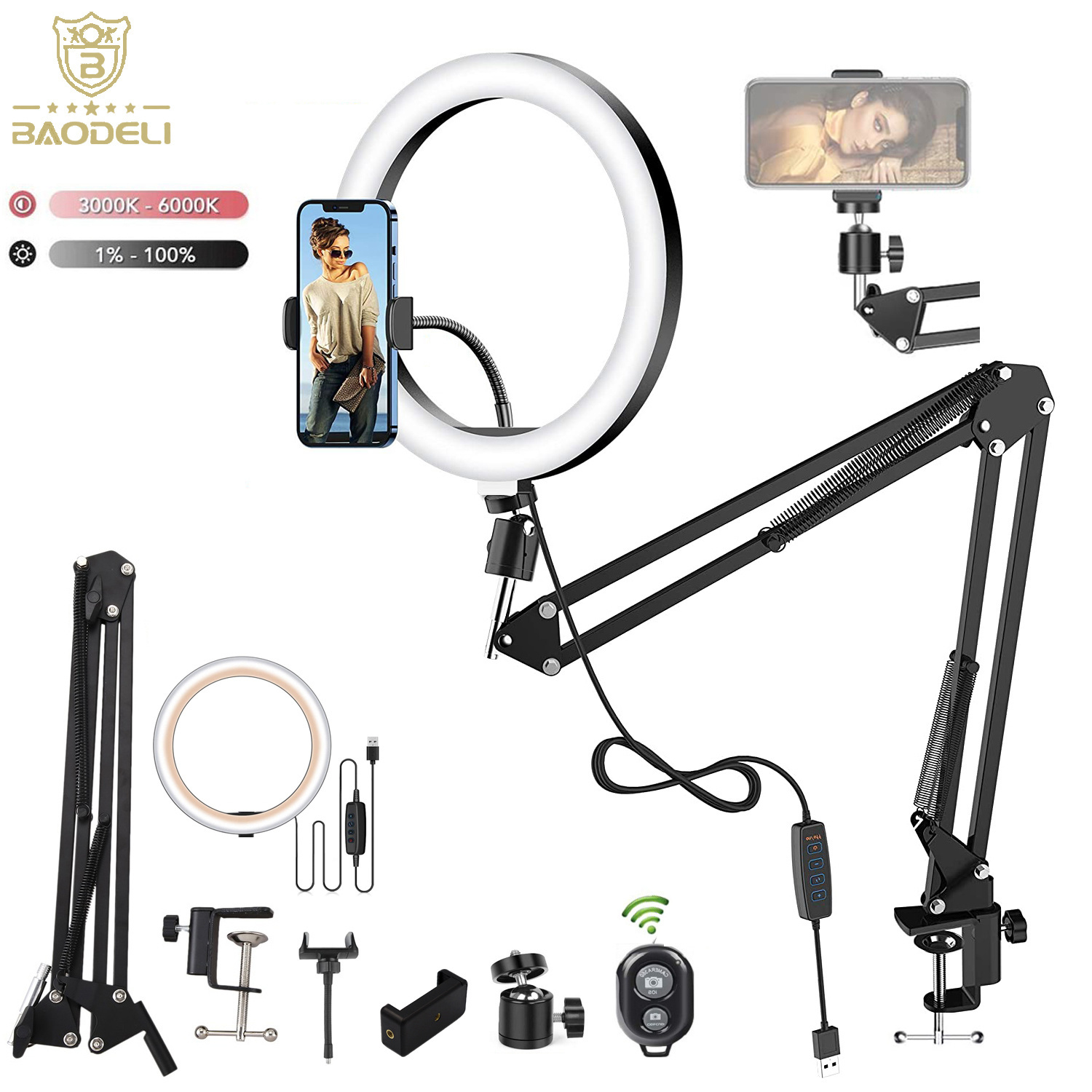 Photography Lighting Circle - LED Selfie Ring Light Phone Stand