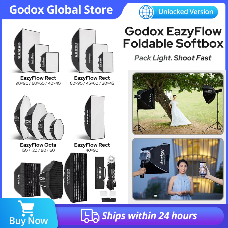 Photography Studio Lighting Set Up - Godox EazyFlow Foldable Softbox with Bowens
