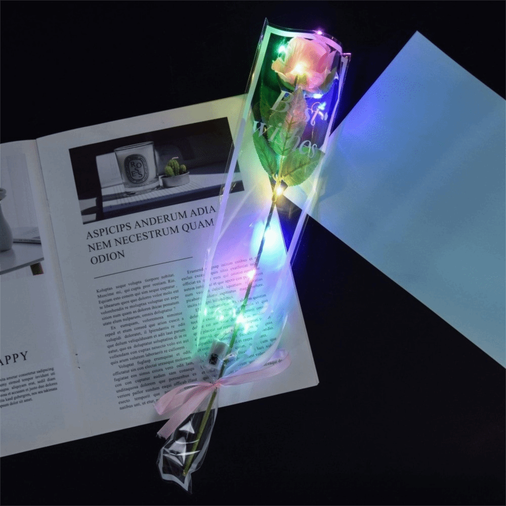 Photography Lighting Simulation - Glowing Artificial Rose Flower LED Lights