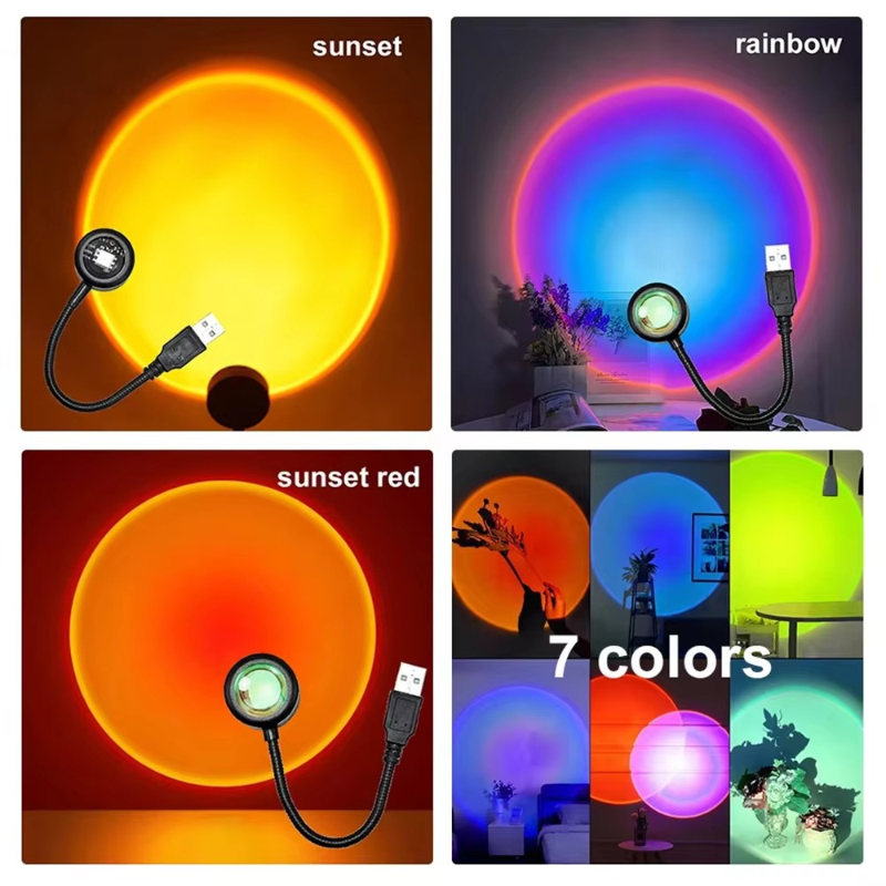 Photography Lighting Wall - 1-4pcs Sunset Lamp LED Rainbow Neon