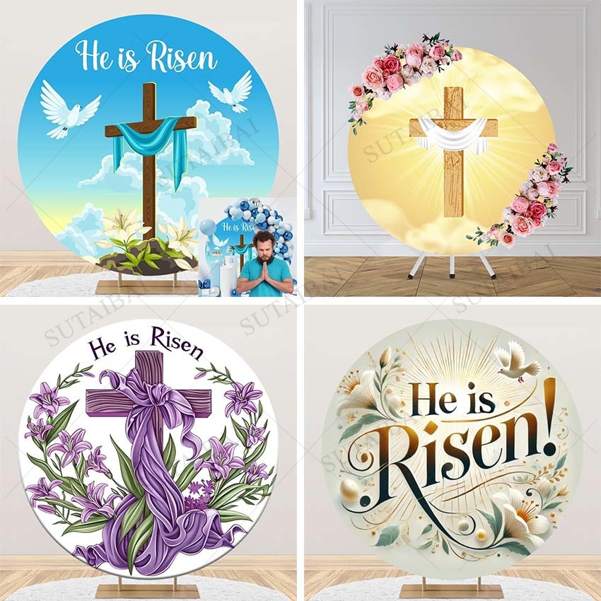 Photography Lighting Circle - Easter He Is Risen Round Backdrop