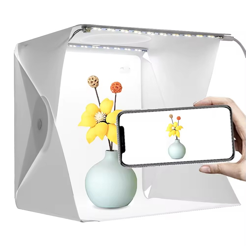 Photography Lighting And Backdrop Kits - LED Light Photobox Folding Portable Photography