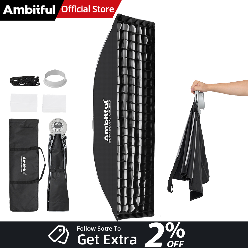 Photography Studio Lighting Set Up - AMBITFUL Q7-II 30*120cm Bowens Mount Strip
