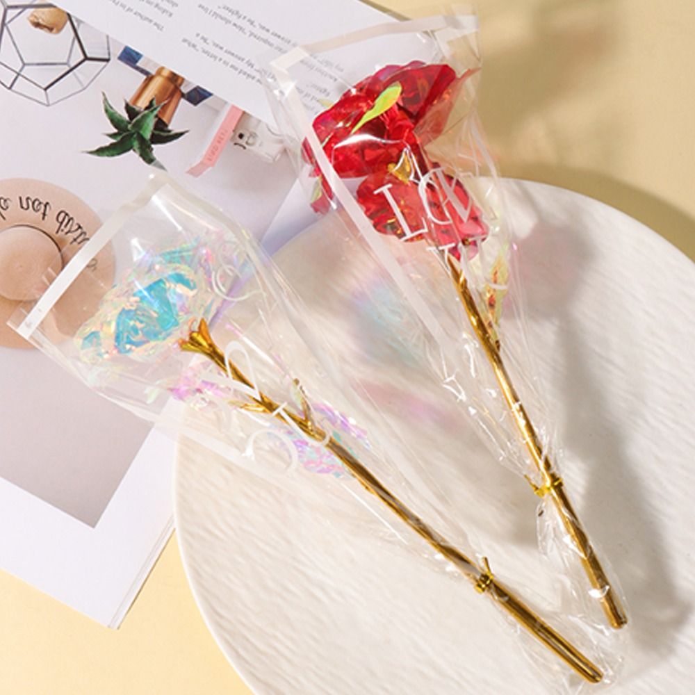 Photography Lighting Simulation - Glowing Gold Foil Rose Flower LED