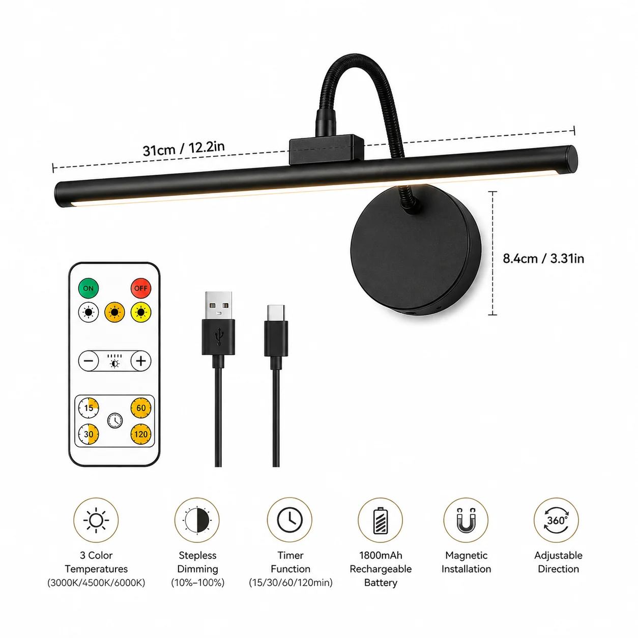 LED Wireless Picture Light wit - огляд і ціна Photography Lighting Wall