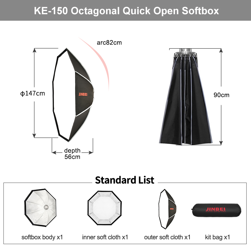 JINBEI KE- 150cm Quick Set-up  - огляд і ціна Photography Studio Lighting Set Up